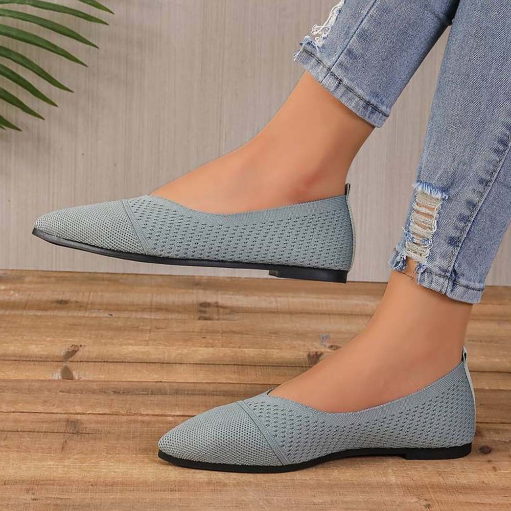 Zapatos planos de punto con punta en punta para mujer