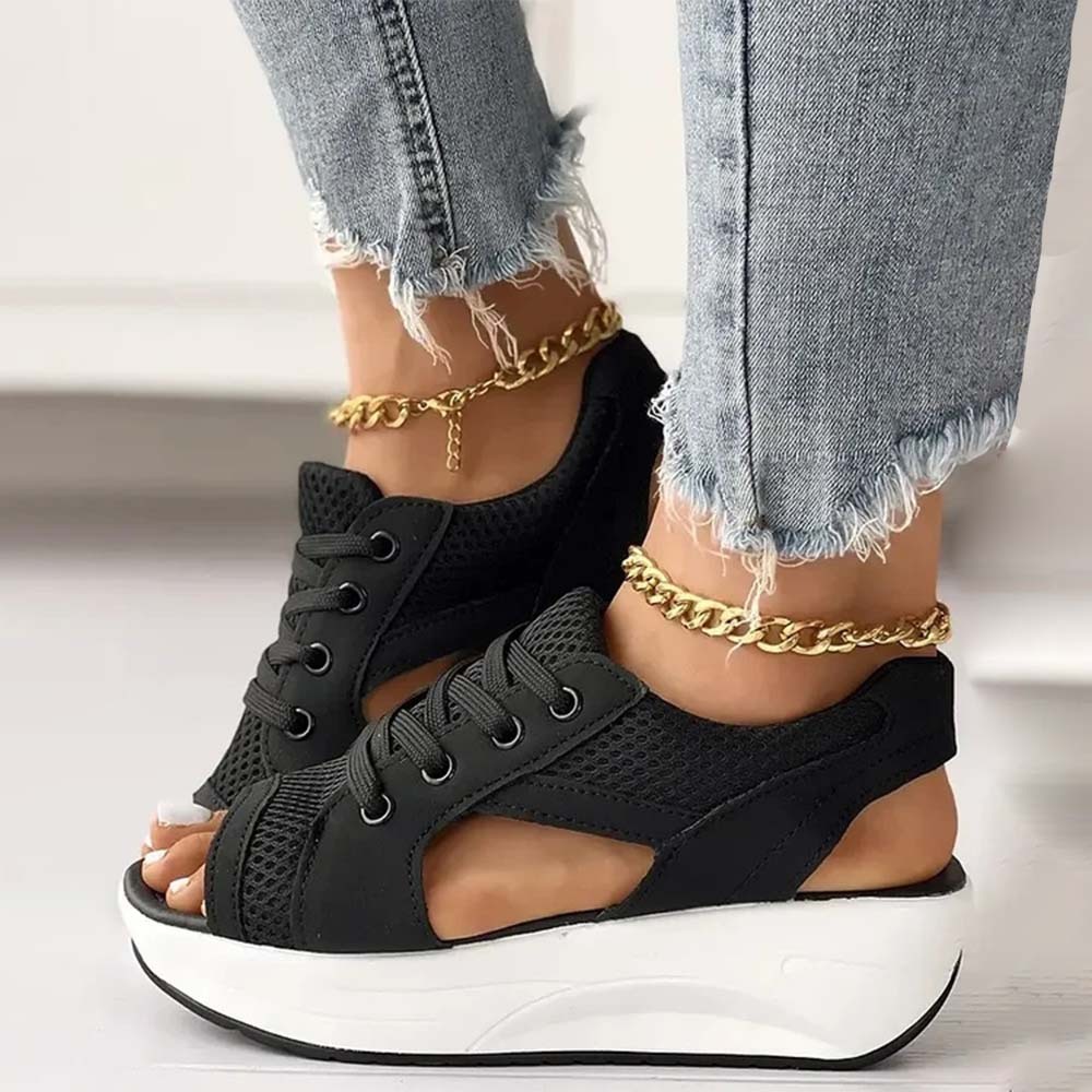 Sandalias deportivas transpirables de malla hueca para mujer