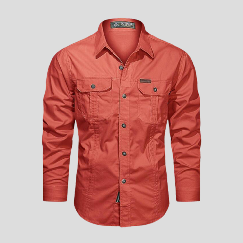 Olivoslindo Nueva camisa casual de manga larga de algodón suelto para hombre