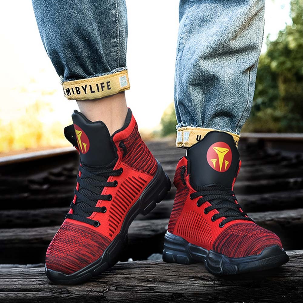 Men's anti-smash and anti-puncture high-top safety shoes