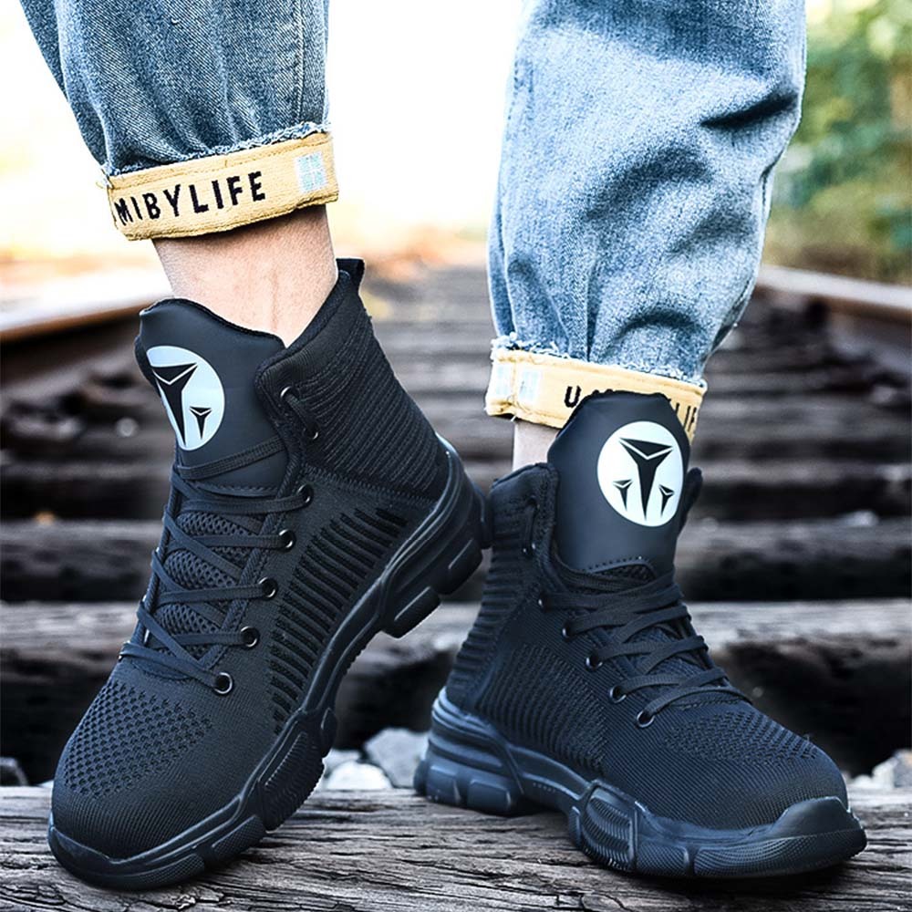 Men's anti-smash and anti-puncture high-top safety shoes