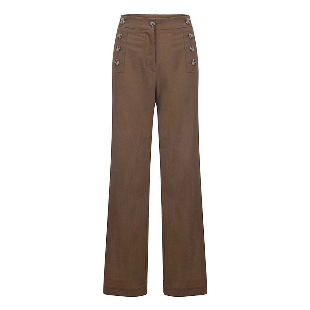 Women's high waist cotton and linen wide leg trousers