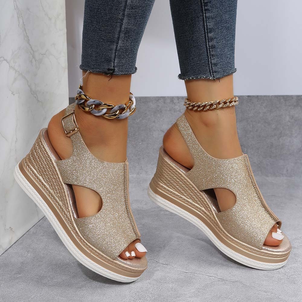 Hojanaranja 2024 nuevas sandalias de boca de pez con cuña de moda