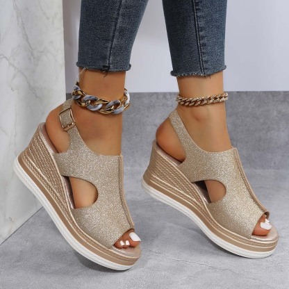 Hojanaranja 2024 nuevas sandalias de boca de pez con cuña de moda