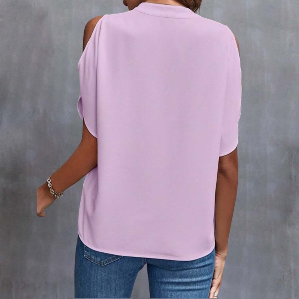 Women's sexy V-neck off-shoulder sleeve top T-shirt