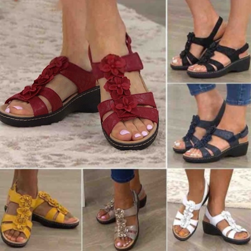 Olivoslindo Sandalias con plataforma de flores de la serie Summer para mujer