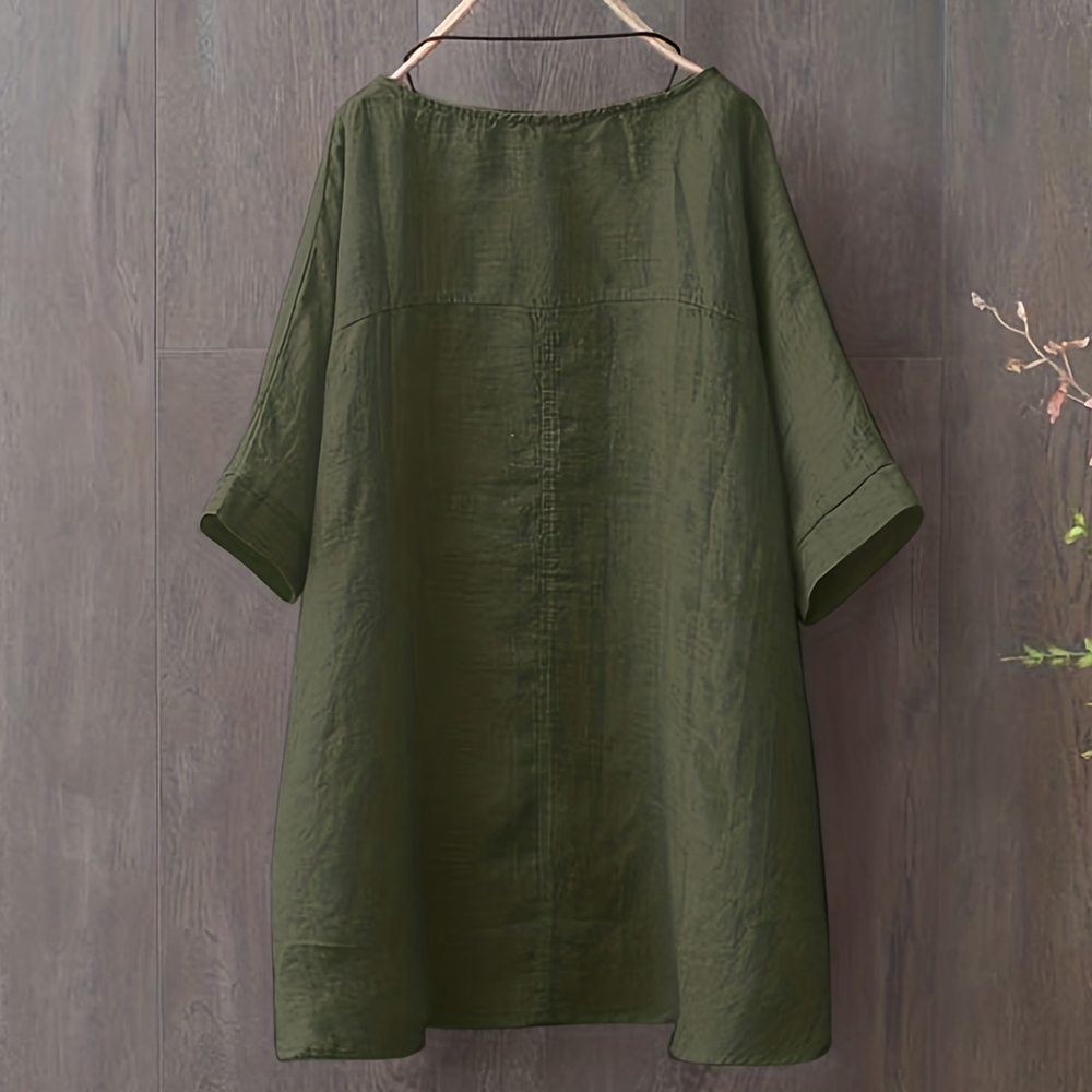 Summer Fashion Round Neck Irregular Pocket T-Shirt for Women