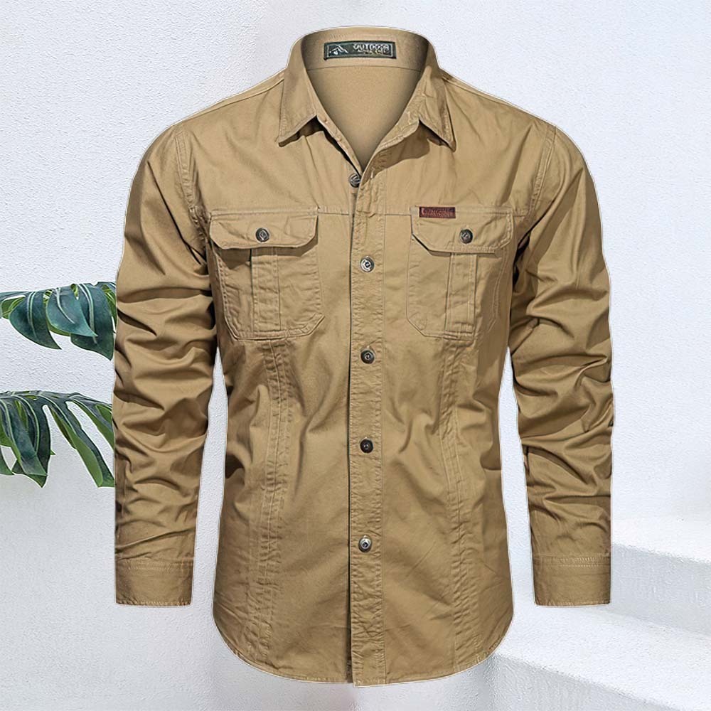 Men's new pure cotton casual long-sleeved shirt jacket