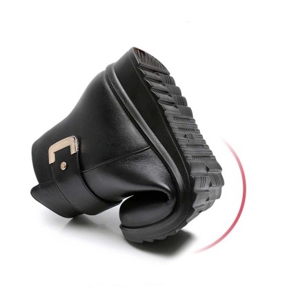 Sparkrhythm Non-slip leather casual shoes with velvet side zipper leather cotton shoes suitable for elderly women