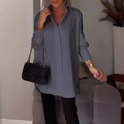 Hojanaranja Camisa de mujer de manga larga, suave y cómoda, con aberturas