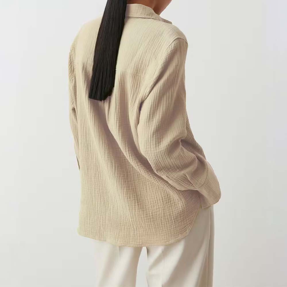 Camisa cómoda de manga larga de algodón para mujer