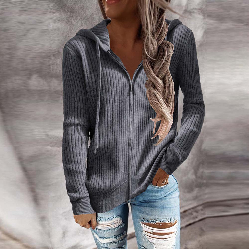 Olivoslindo Primavera y otoño nueva chaqueta con capucha de mujer a rayas