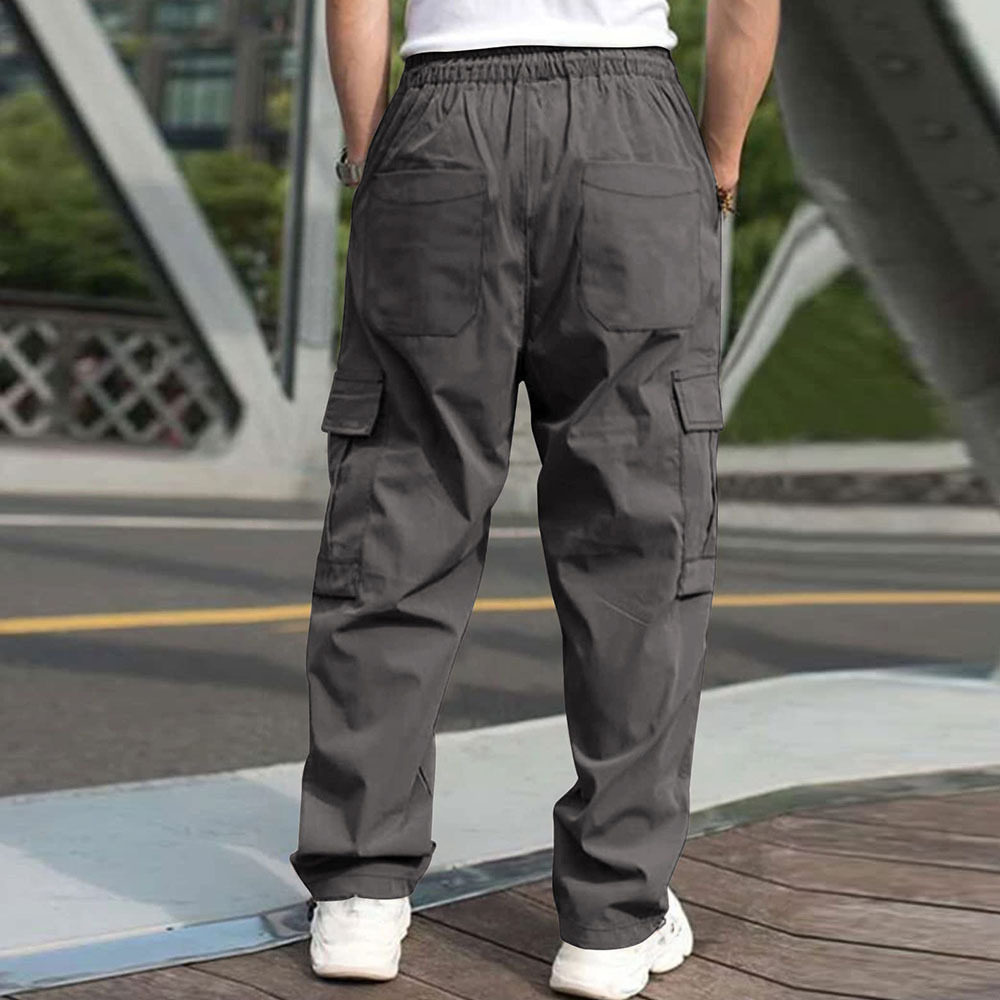 Olivoslindo Pantalones casuales rectos holgados para hombres