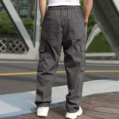Olivoslindo Pantalones casuales rectos holgados para hombres