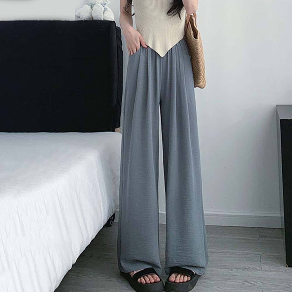 Pantalones de pierna ancha con cintura elástica ligera de verano para mujer