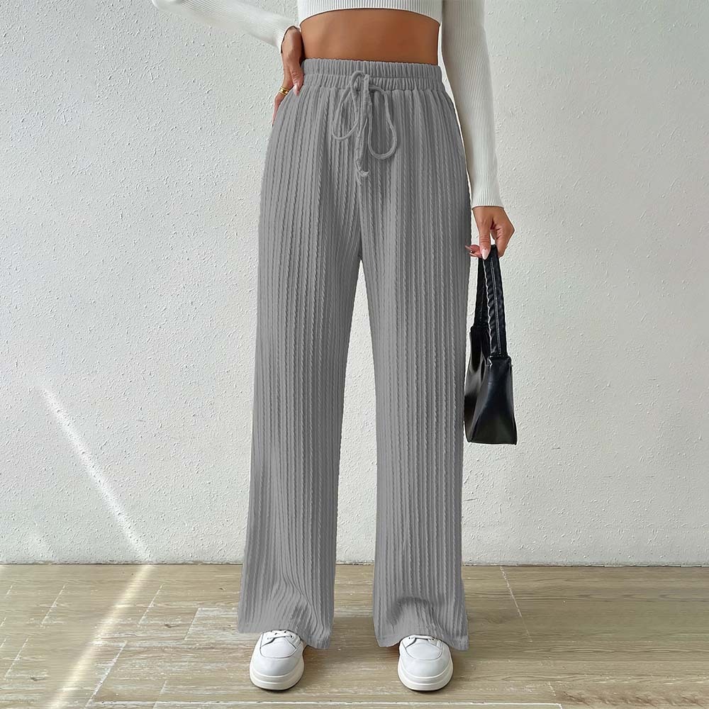 2024 nuevos pantalones de pierna ancha tejidos para mujer