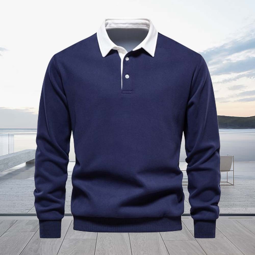 Smiledeer 2024 New men’s long-sleeved Polo shirt casual sweatshirt