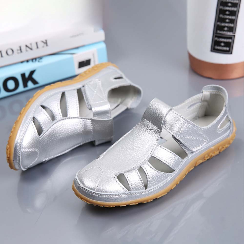 Sandalias de mujer de piel con suela suave y velcro transpirable