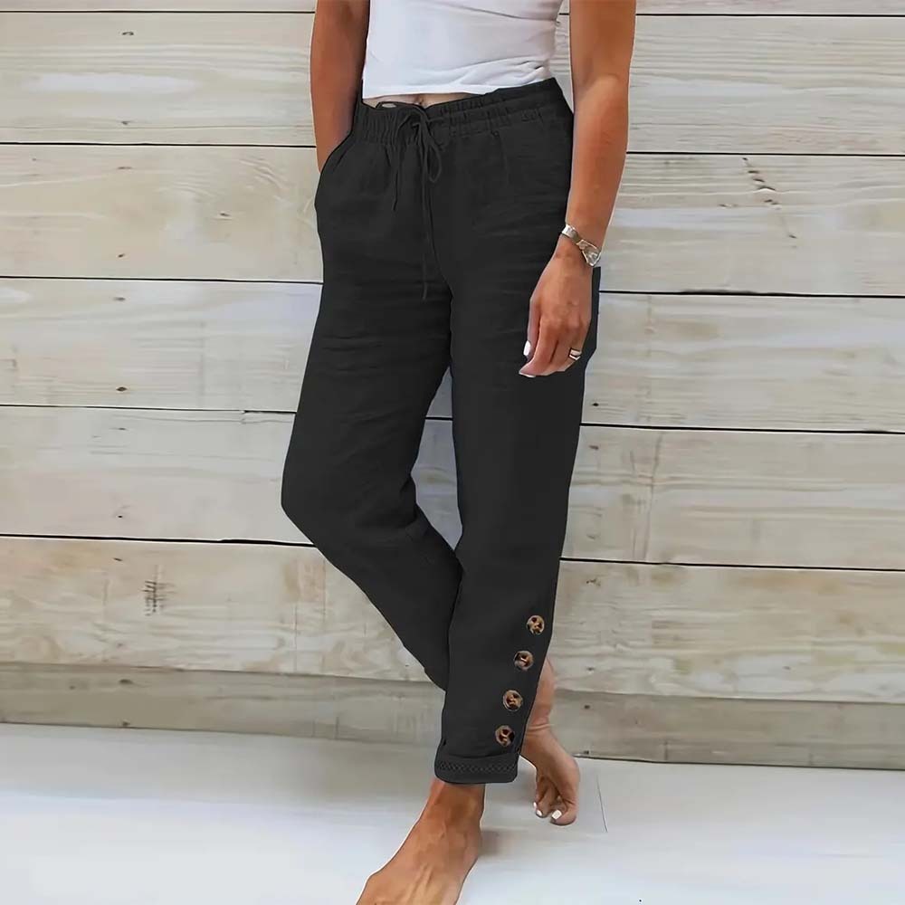 Spring Women's Slim Button Casual Pants