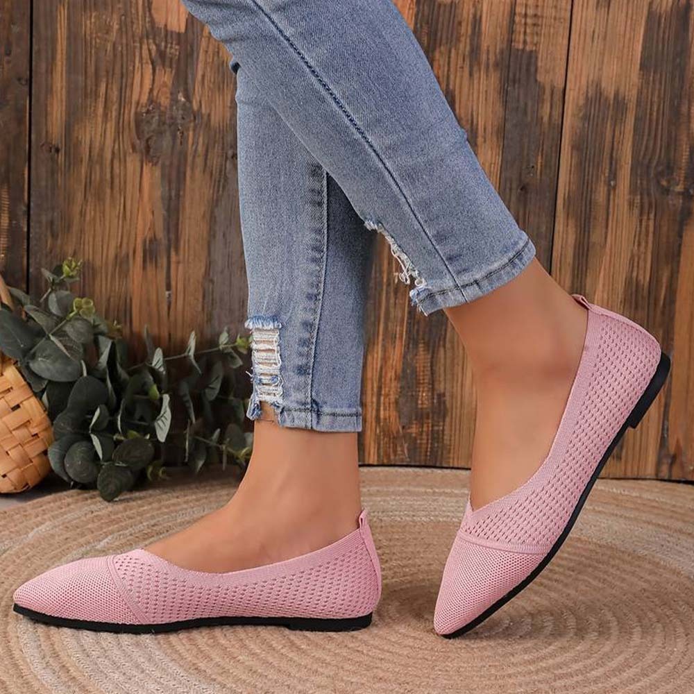 Zapatos planos de punto con punta en punta para mujer