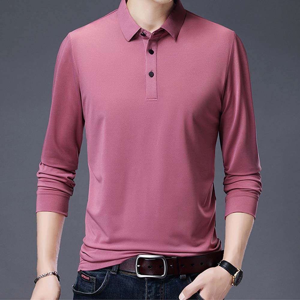 2024 nueva camiseta de manga larga con solapa para hombre