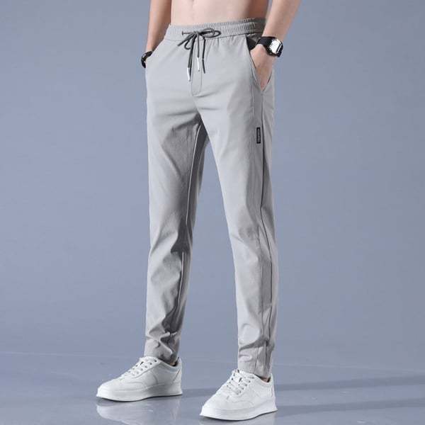 Men's breathable ice silk stretch straight casual pants