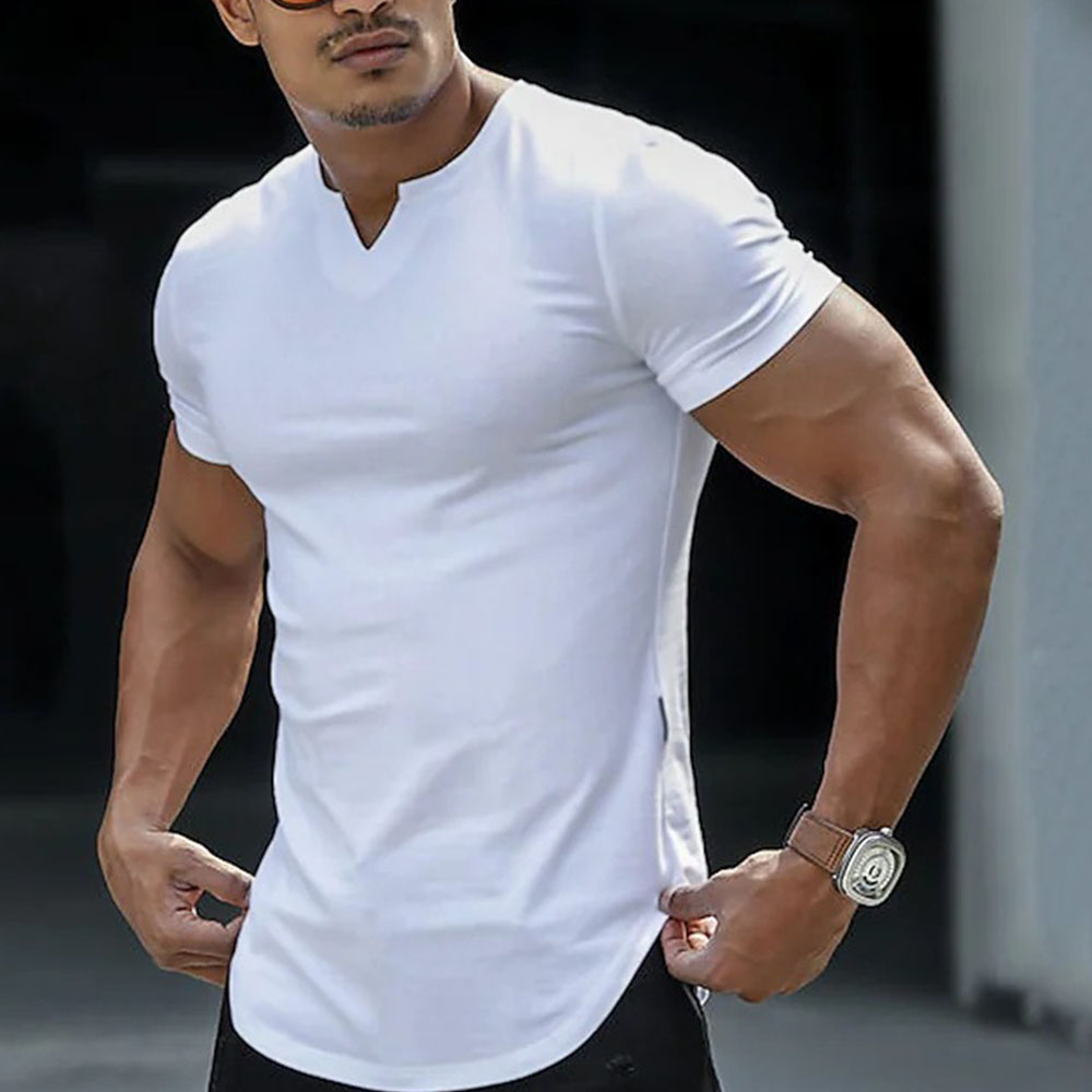 Olivoslindo Camiseta de color sólido simple transpirable casual de verano para hombres