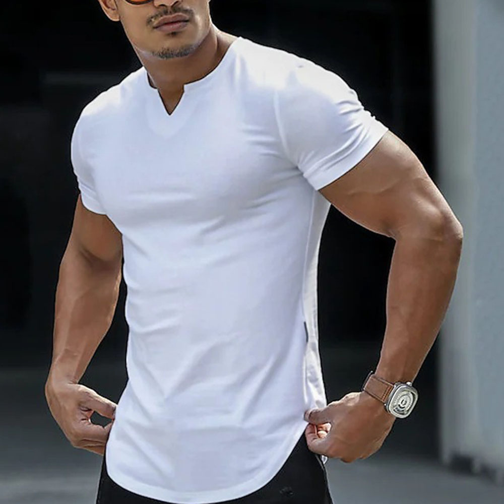 Camiseta de color sólido simple transpirable casual de verano para hombres