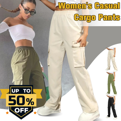 Women's casual high waist pocket straight pants