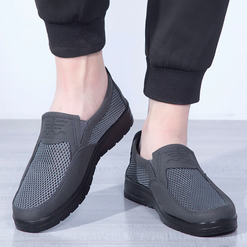 Olivoslindo Zapatos casuales de malla hueca transpirable de moda para hombres