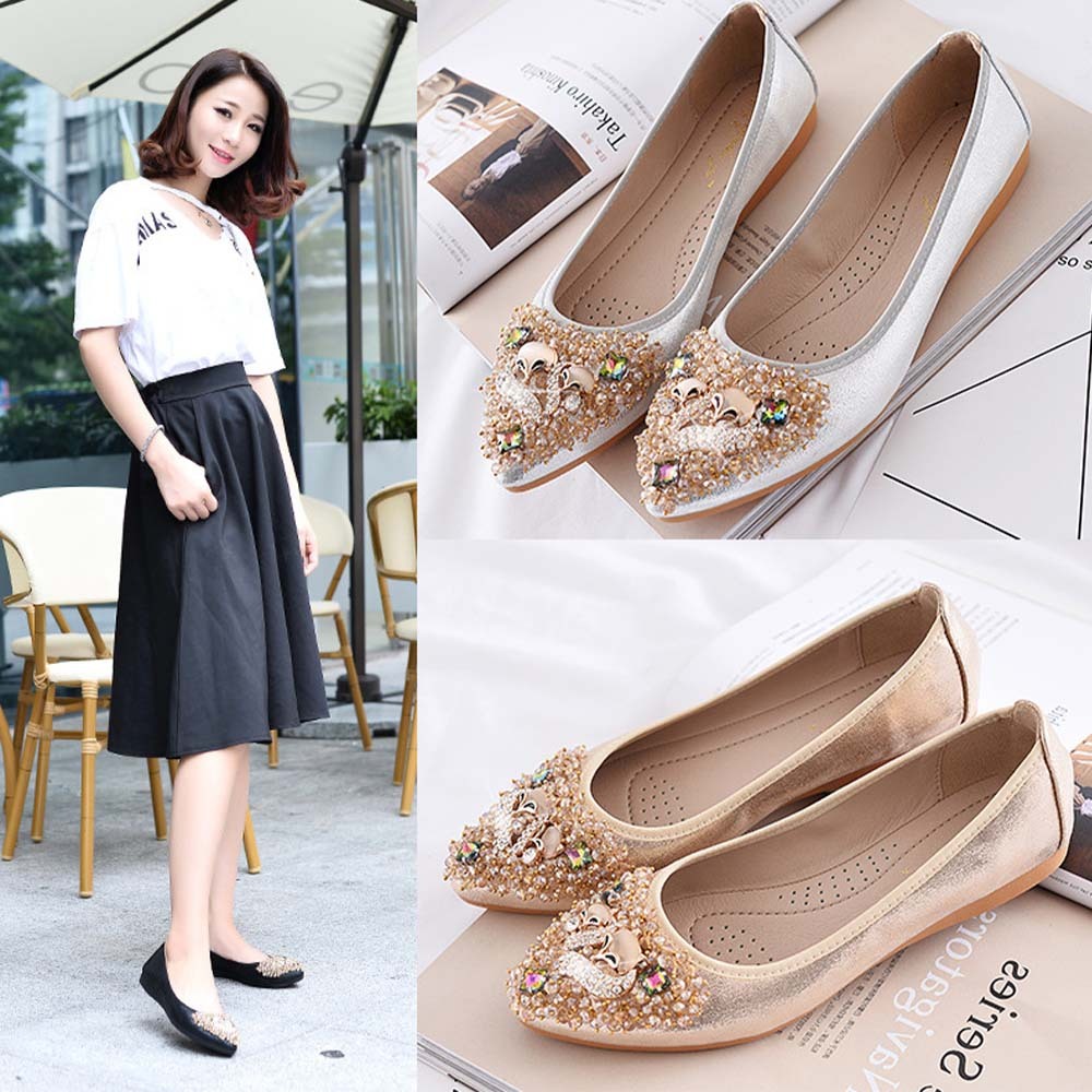 Pisos de diamantes de imitación de moda para mujer