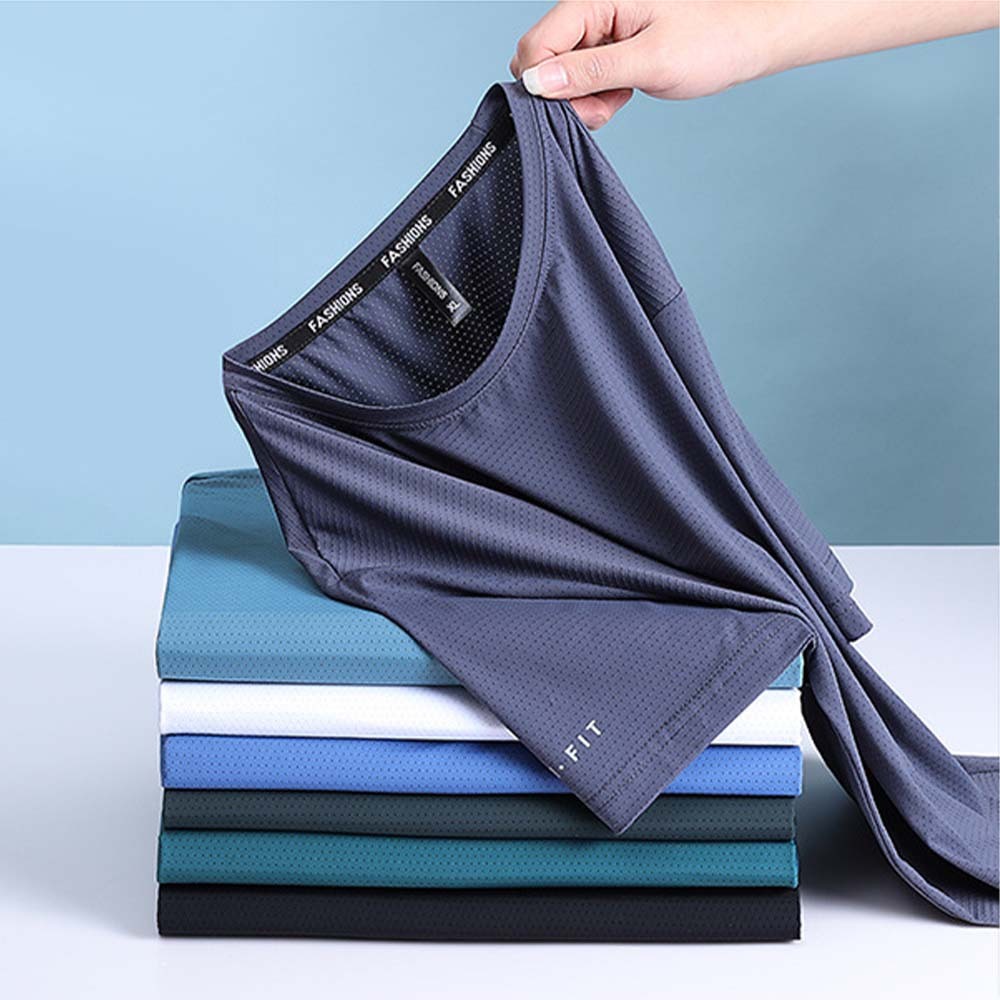 Smiledeer Men's Summer Ice Silk Quick-Drying Large Size Sports T-Shirt