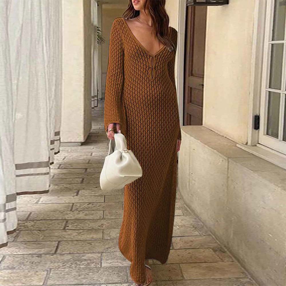 Hojanaranja Vestido de punto extralargo para mujer Ropa de protección solar para la playa