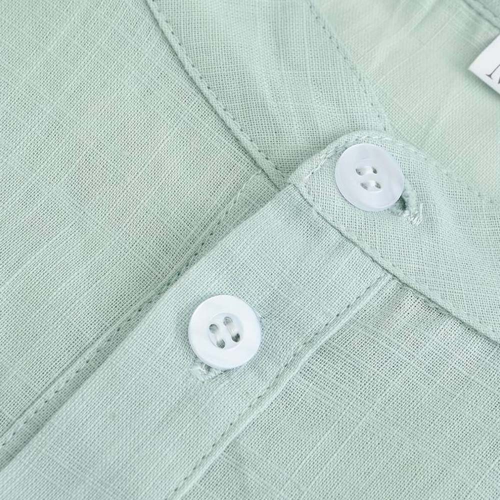 Men's Classic Cotton Half Open Collar Long Sleeve Top Henley