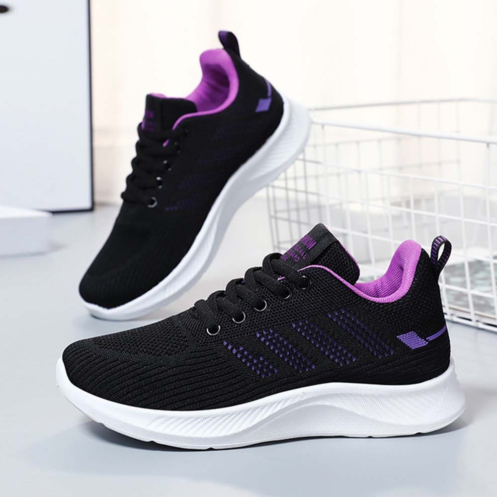 Women's Breathable Flyknit Mesh Casual Lace-up Sneakers