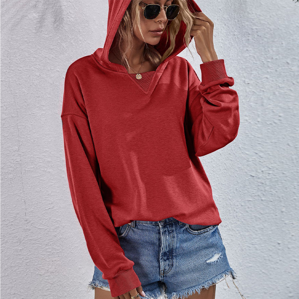 Olivoslindo Sudadera con capucha holgada con capucha de lana casual de color sólido para mujer