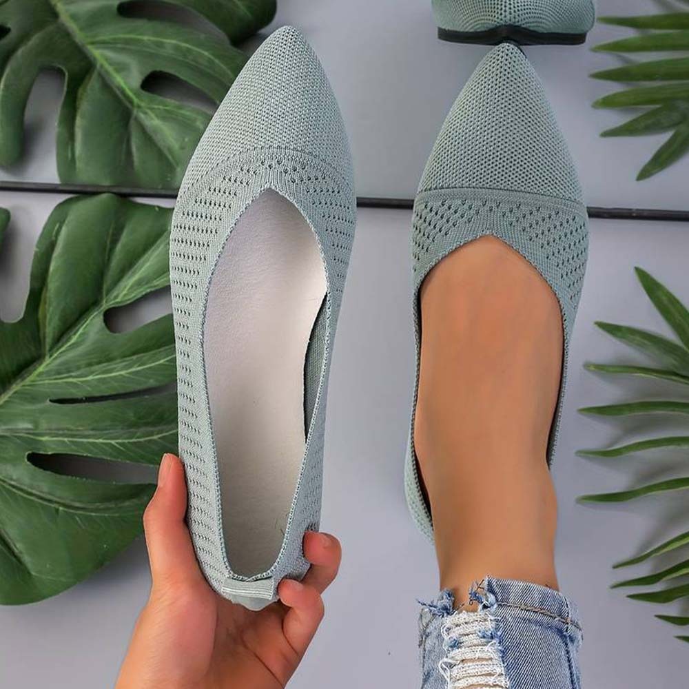 Zapatos planos de punto con punta en punta para mujer