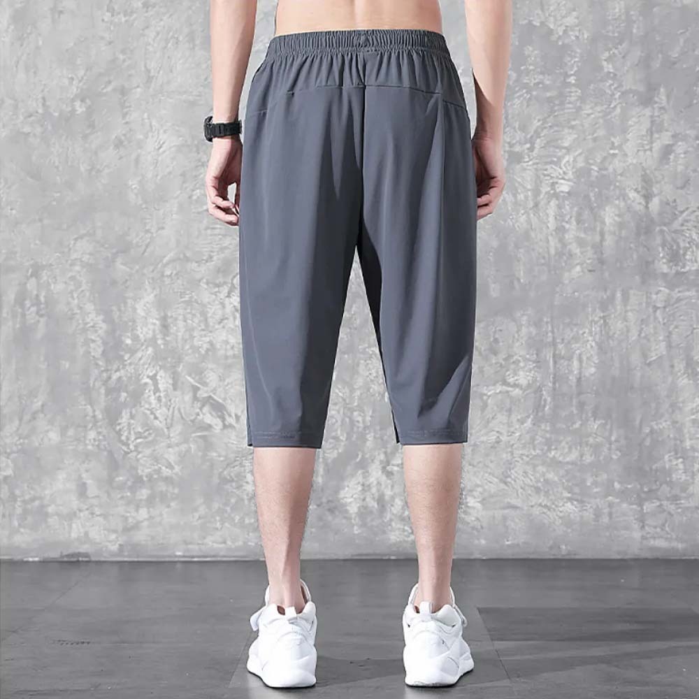 Pantalones deportivos casuales de talla grande rectos de seda de hielo elásticos finos para hombre