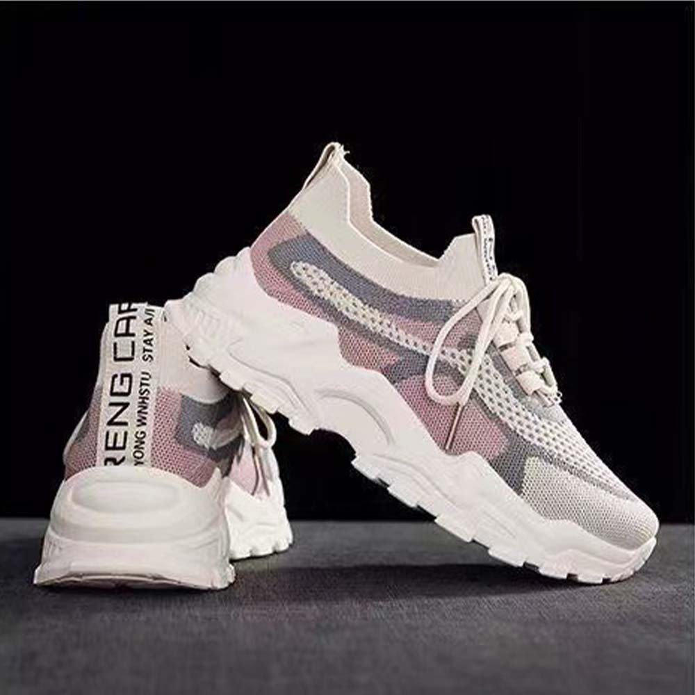 Zapatillas de deporte de suela gruesa de malla transpirable para mujer