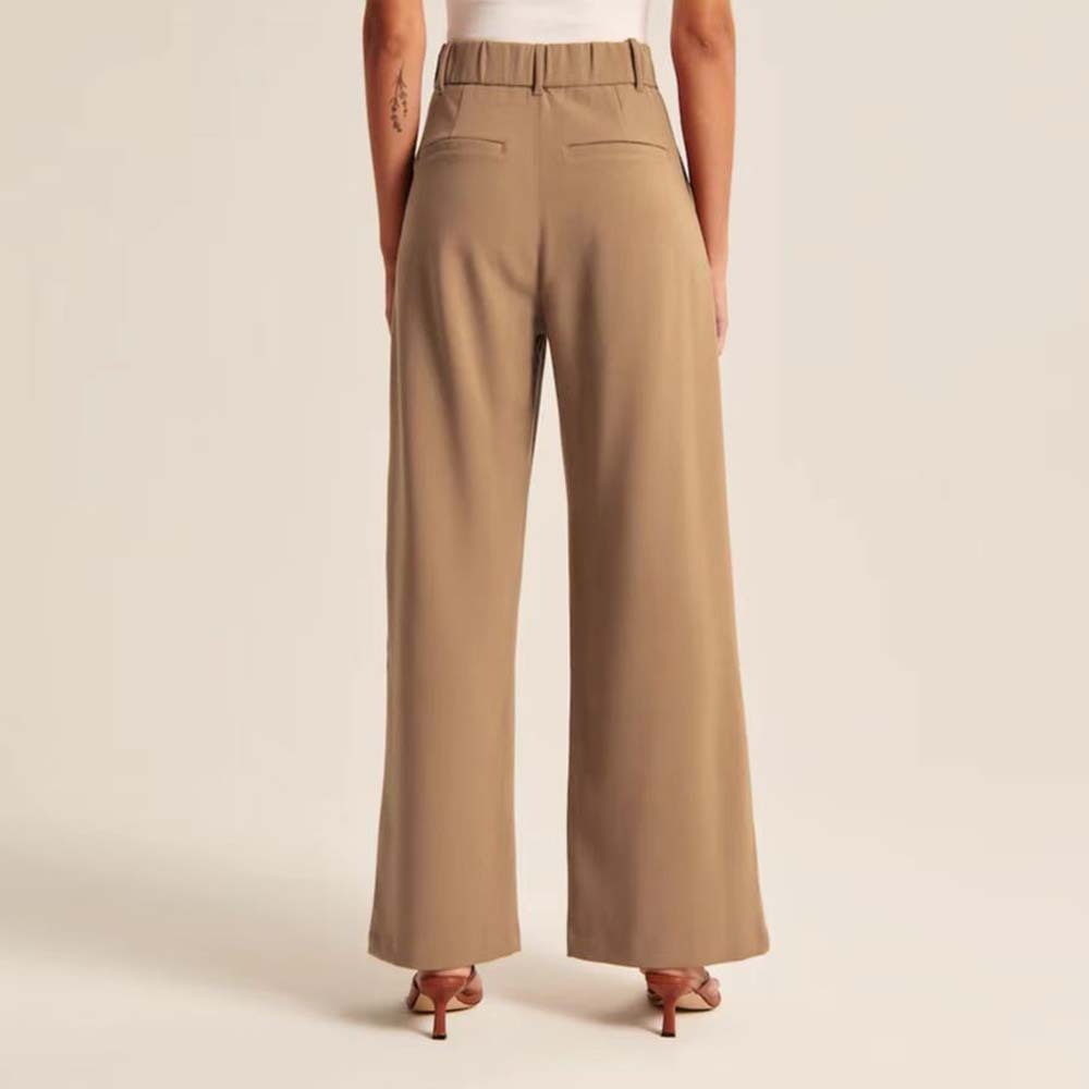 Pantalones anchos de cintura alta para mujer de negocios