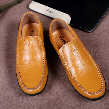 Zapatos casuales de cuero cómodos y sin cordones para hombre