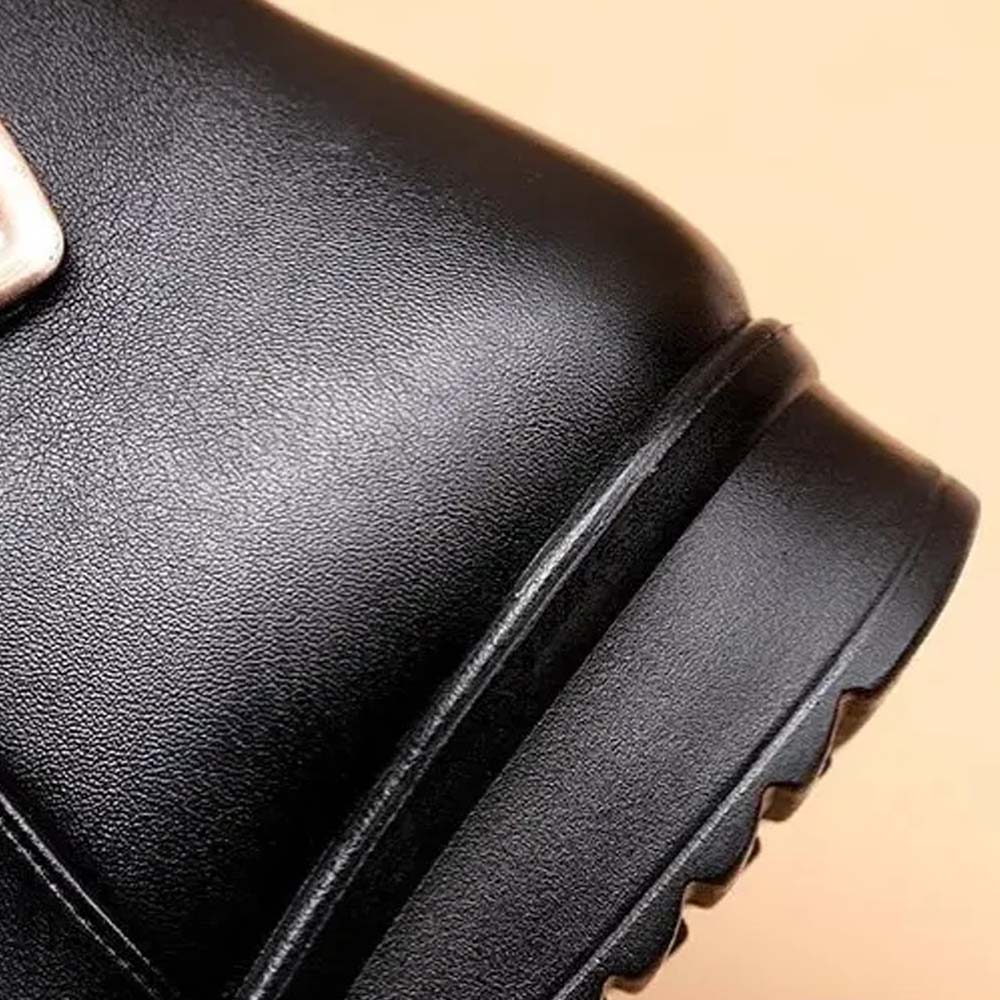 Sparkrhythm Non-slip leather casual shoes with velvet side zipper leather cotton shoes suitable for elderly women