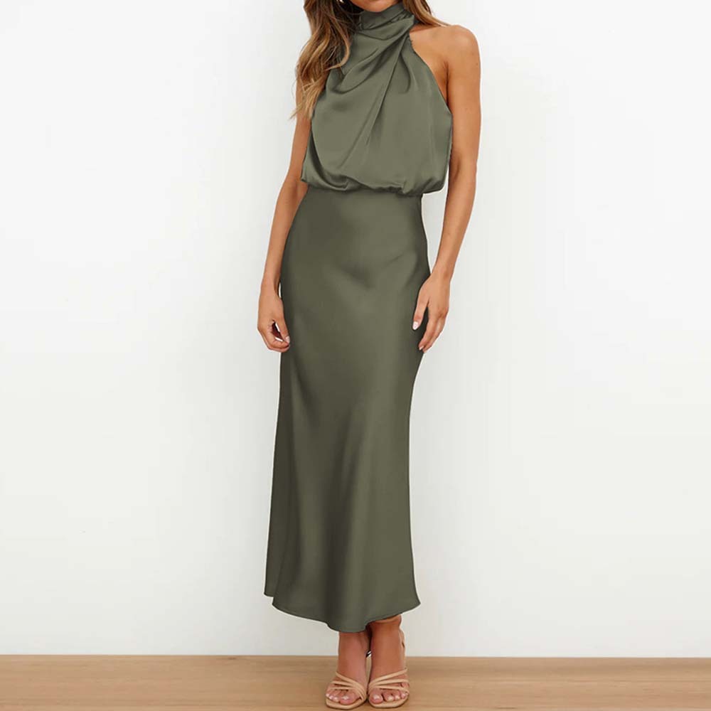 2024 New fashion satin sleeveless dress evening dress