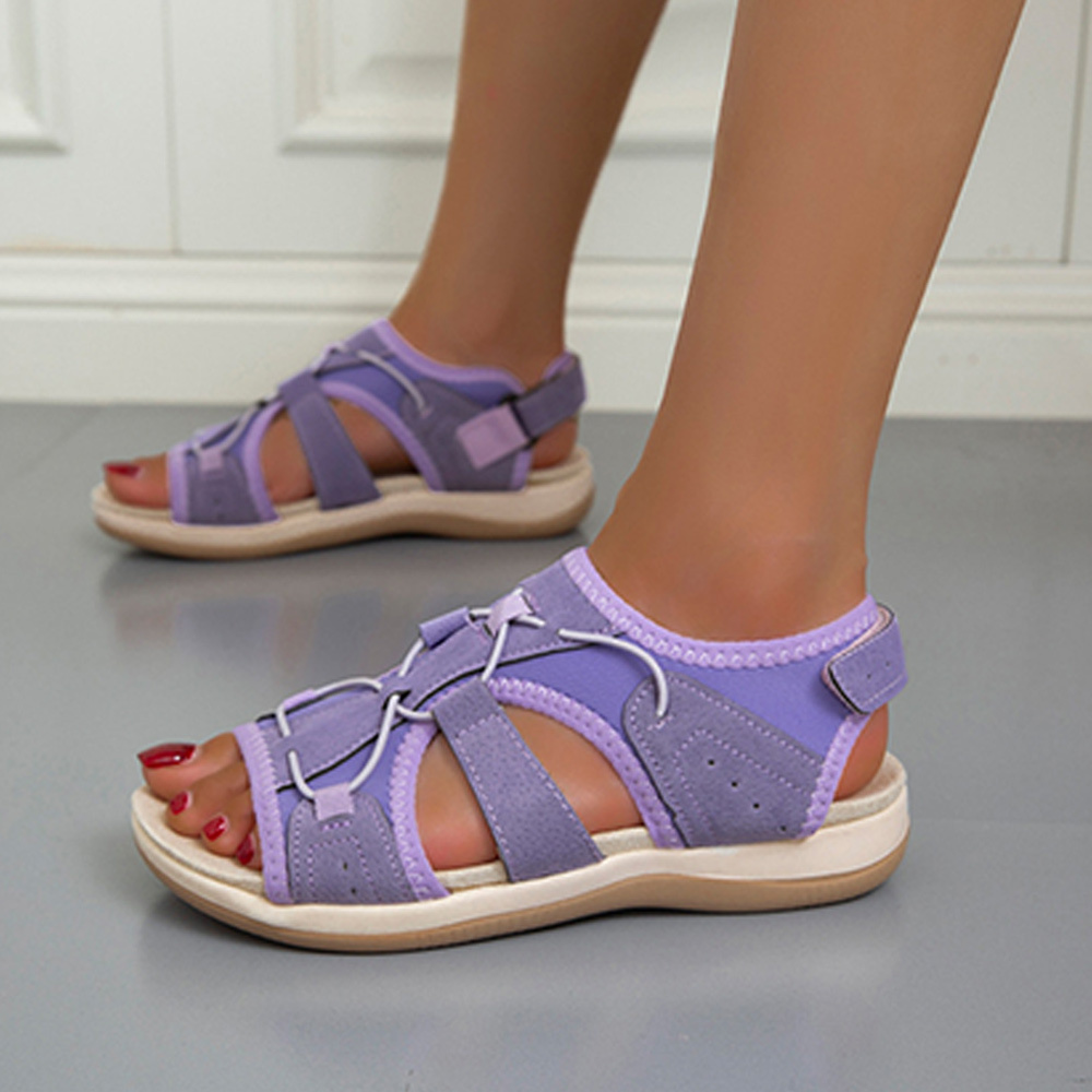 Sandalias de suela suave elásticas de color liso para mujer