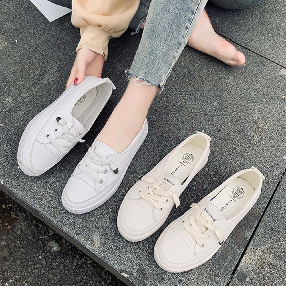 Women's casual versatile white walking shoes