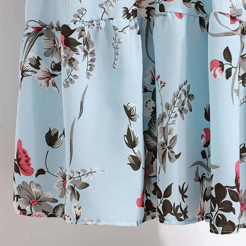 Women's Bohemian Ruffle Print Long Sleeve Dress