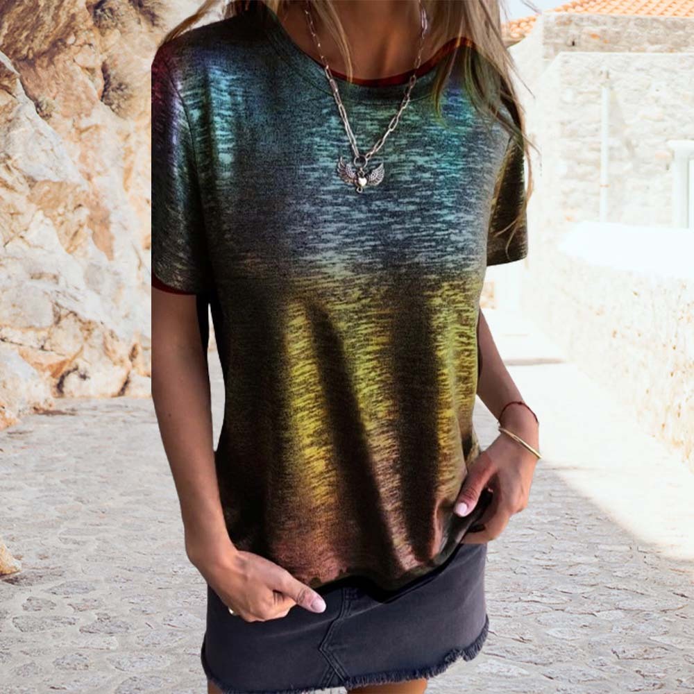 Smiledeer Women's Fashionable Hot Stamping Short Sleeve T-Shirt