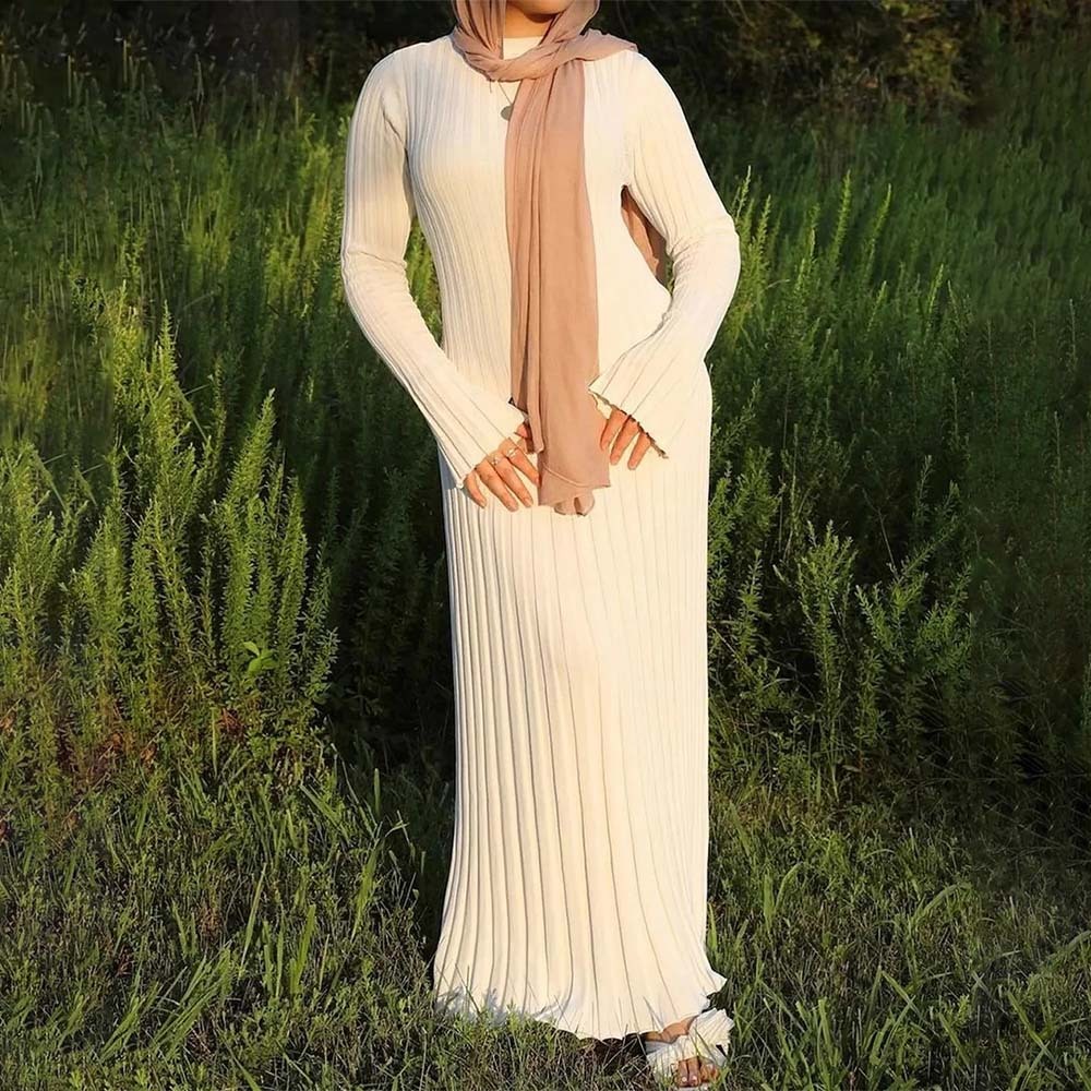 Fashion new long sleeve knitted midi dress