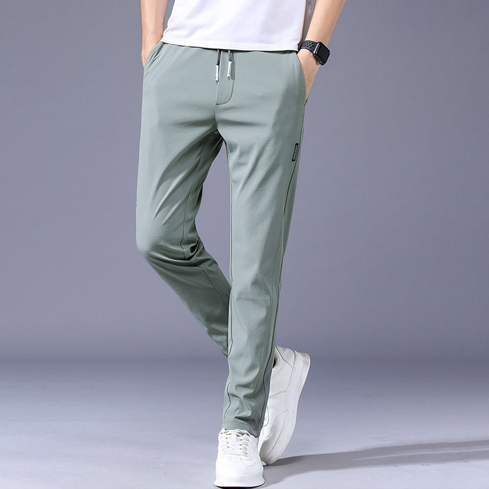 Men's breathable ice silk stretch straight casual pants