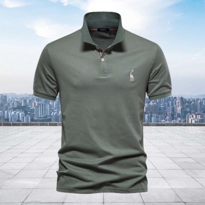 Smiledeer Men's Casual Giraffe Embroidered Short Sleeve T-Shirt Polo Shirt
